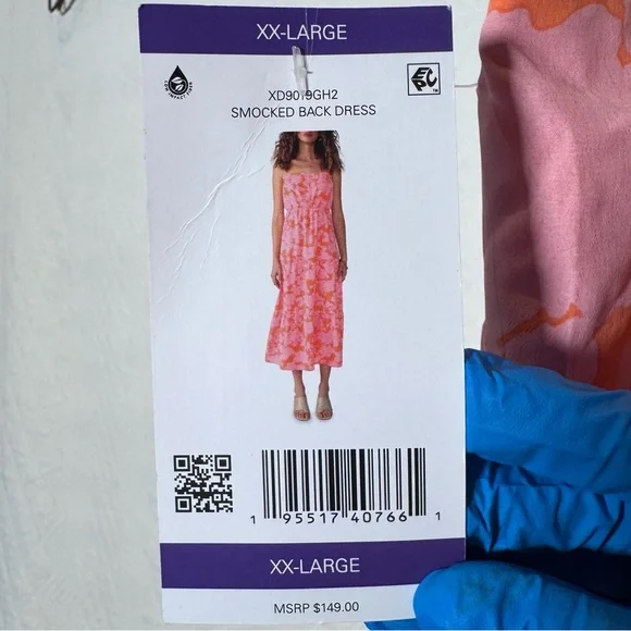 NEW Social Standard by sanctuary Smocked Back Dress Size XXL Melon Floral - Picture 8 of 8